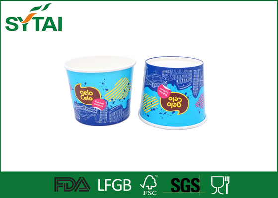 Porcellana Le tazze di carta variopinte blu del gelato, abitudine biodegradabile hanno stampato le tazze del gelato fornitore